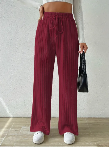 Knotted Waist Wide-Leg Knit Pants