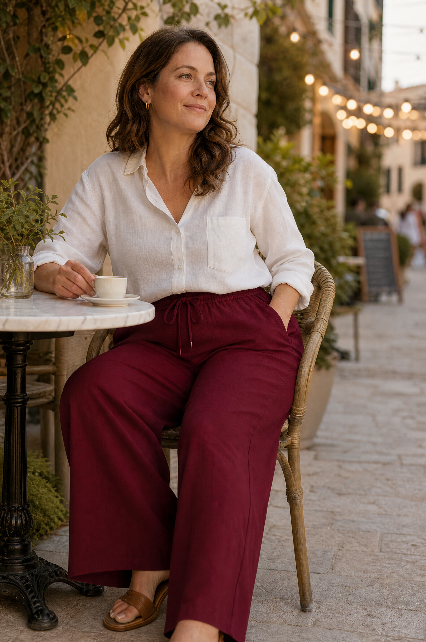 The Everyday Adjustable Pant — Knit (Wine Red)
